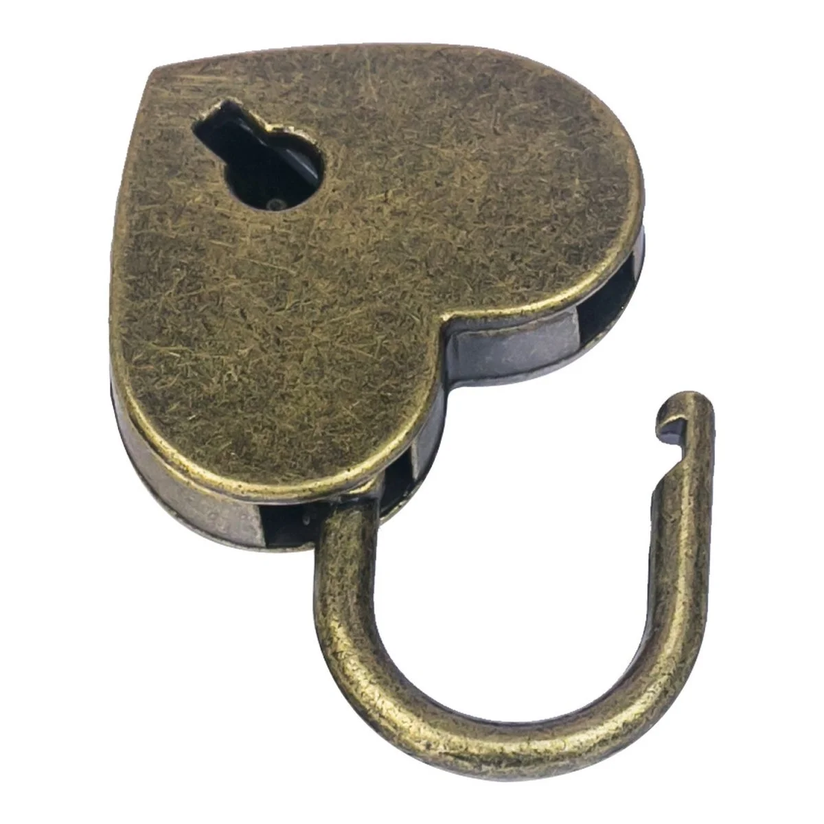 Mini-Deko-Vorhängeschloss in Herzform – Bronze, inkl. Schlüssel